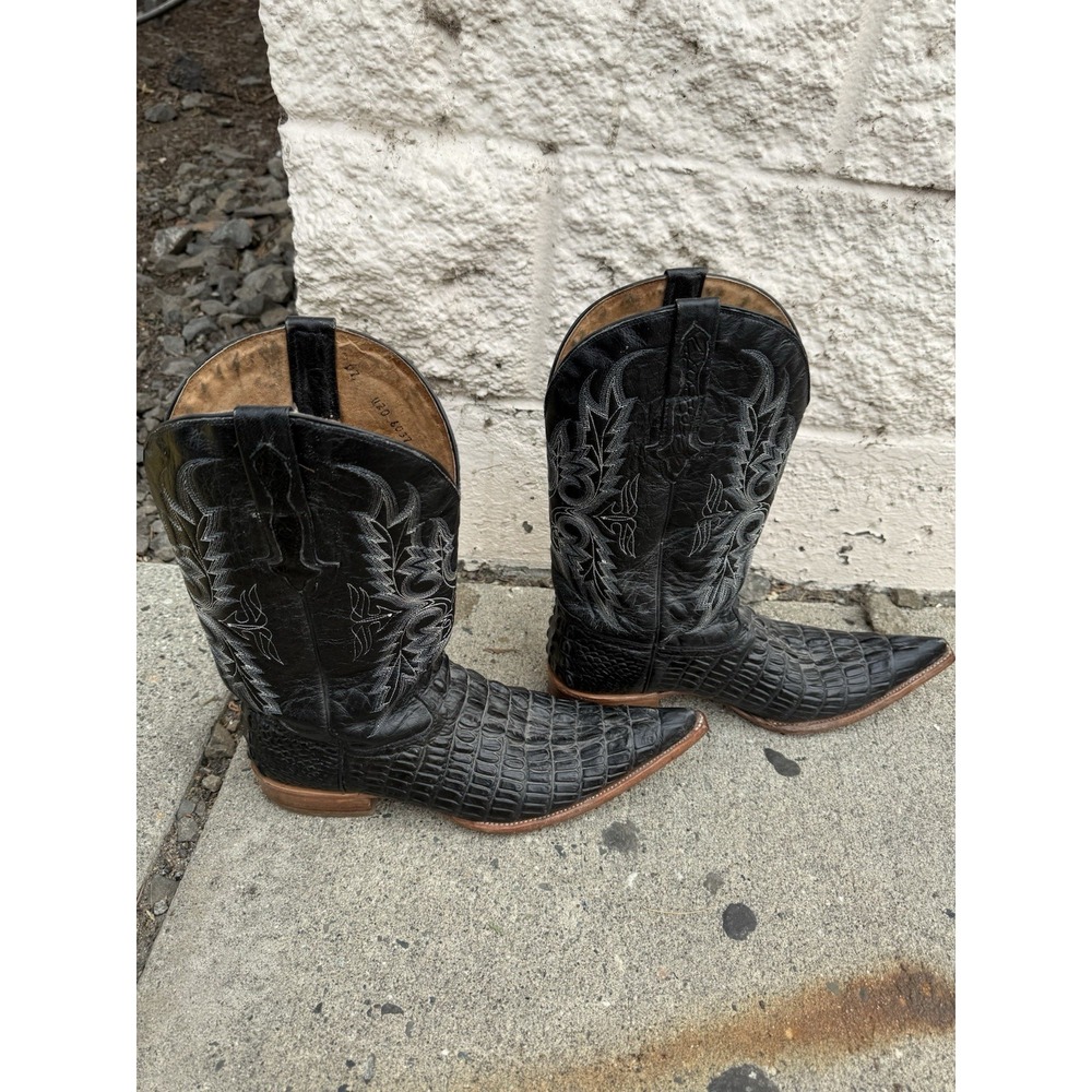Rodeo Bravo Black Genuine Caiman Belly Cowboy Boots Men's US 11 Snip Toe 11/01